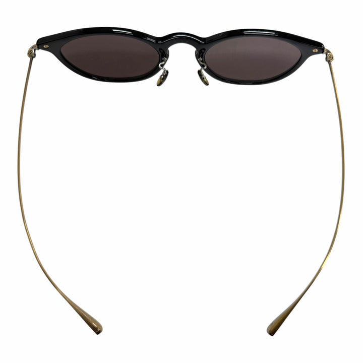 美品□OLIVER PEOPLES オリバーピープルズ Brayton ボストン サングラス ブラック アンティークゴールド 50□22-145 度なし 日本製