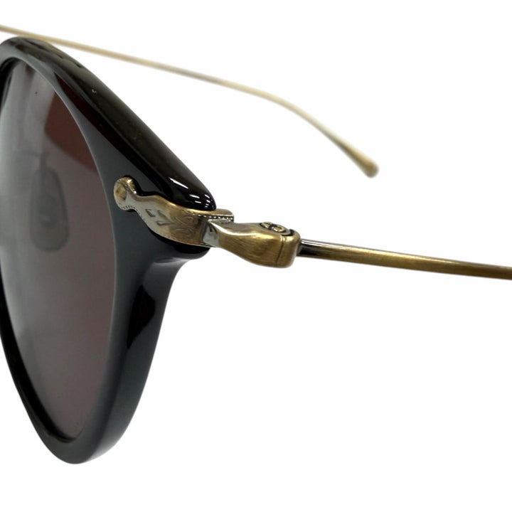 美品□OLIVER PEOPLES オリバーピープルズ Brayton ボストン サングラス ブラック アンティークゴールド 50□22-145 度なし 日本製