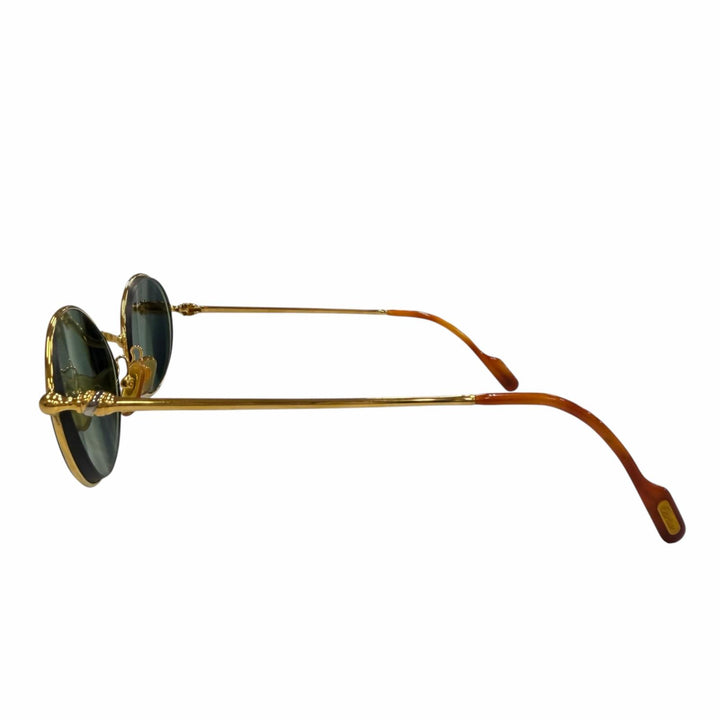 美品▼Cartier カルティエ トリニティ オーバル ロゴ金具付き アイウェア サングラス ゴールド ブラウン 53□21 140 度入り 仏製 メンズ