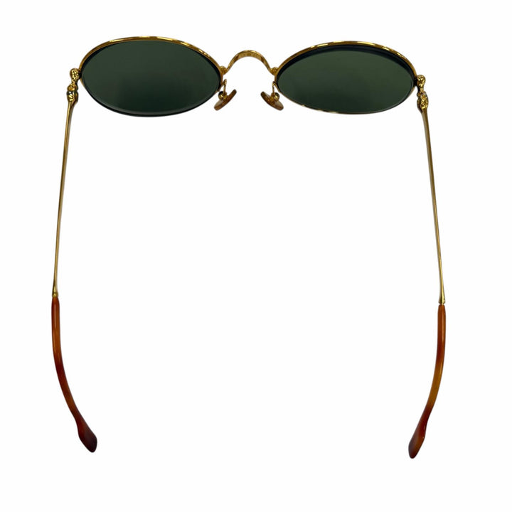 美品▼Cartier カルティエ トリニティ オーバル ロゴ金具付き アイウェア サングラス ゴールド ブラウン 53□21 140 度入り 仏製 メンズ