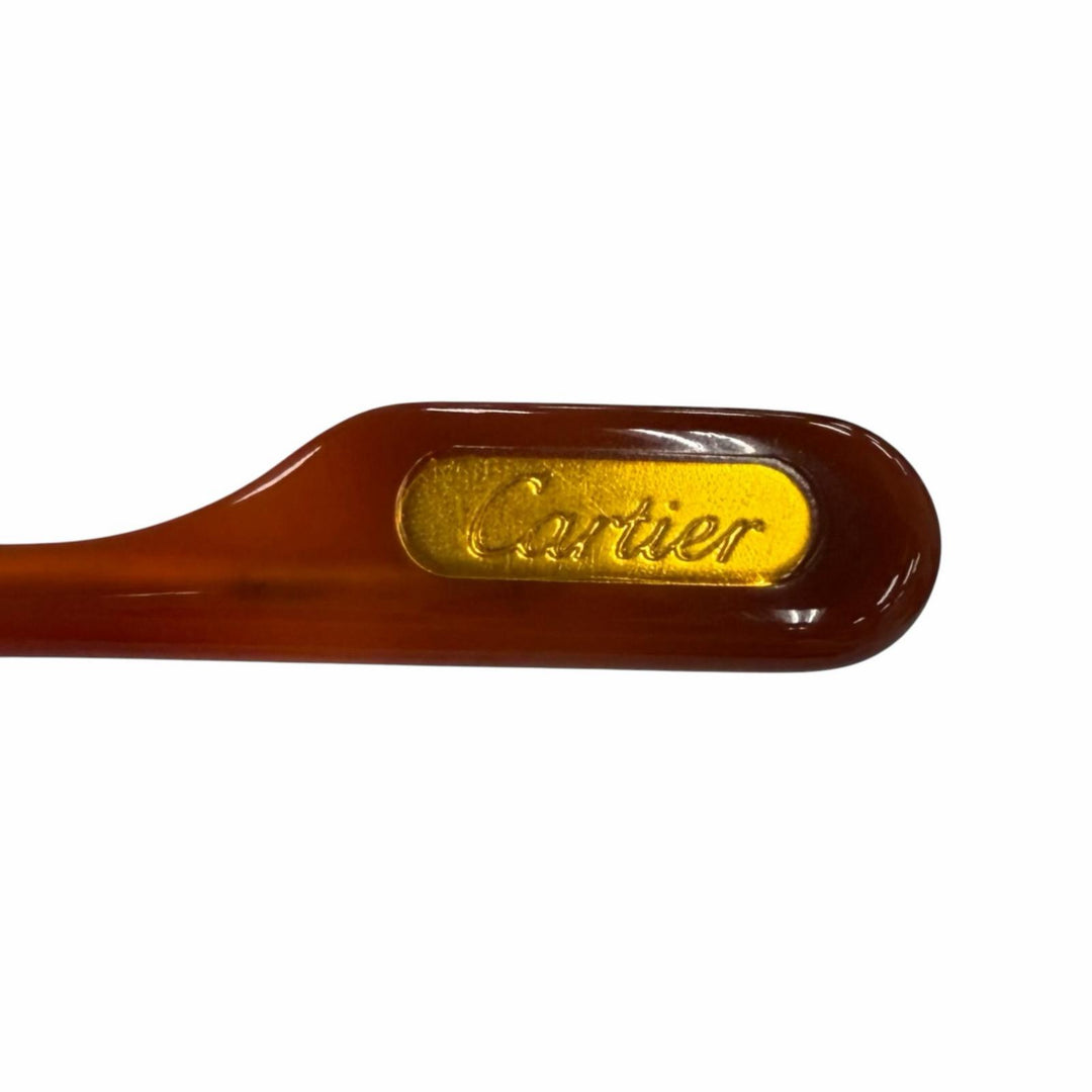 美品▼Cartier カルティエ トリニティ オーバル ロゴ金具付き アイウェア サングラス ゴールド ブラウン 53□21 140 度入り 仏製 メンズ