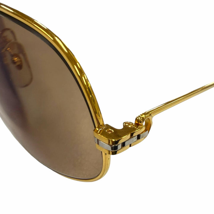 美品▼Cartier カルティエ ヴィンテージ マイヨン パンテール ロゴ金具付き サングラス ゴールド ボルドー 63□16 140 度入 仏製 メンズ