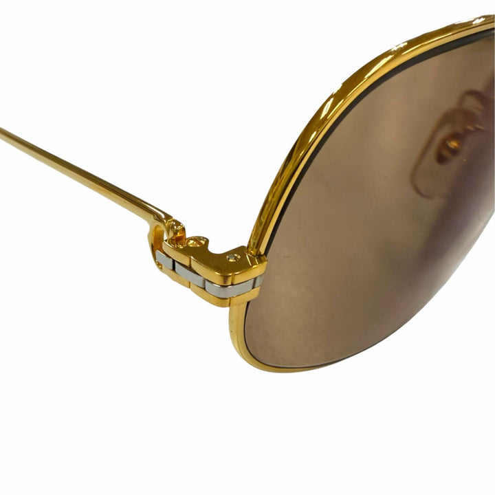 美品▼Cartier カルティエ ヴィンテージ マイヨン パンテール ロゴ金具付き サングラス ゴールド ボルドー 63□16 140 度入 仏製 メンズ