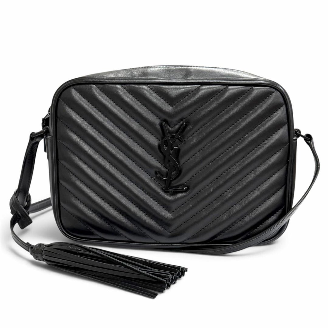 極美品△SAINT LAURENT PARIS サンローランパリ 612544 ルー カメラバッグ ロゴ タッセルチャーム キルティング レザー ショルダーバッグ