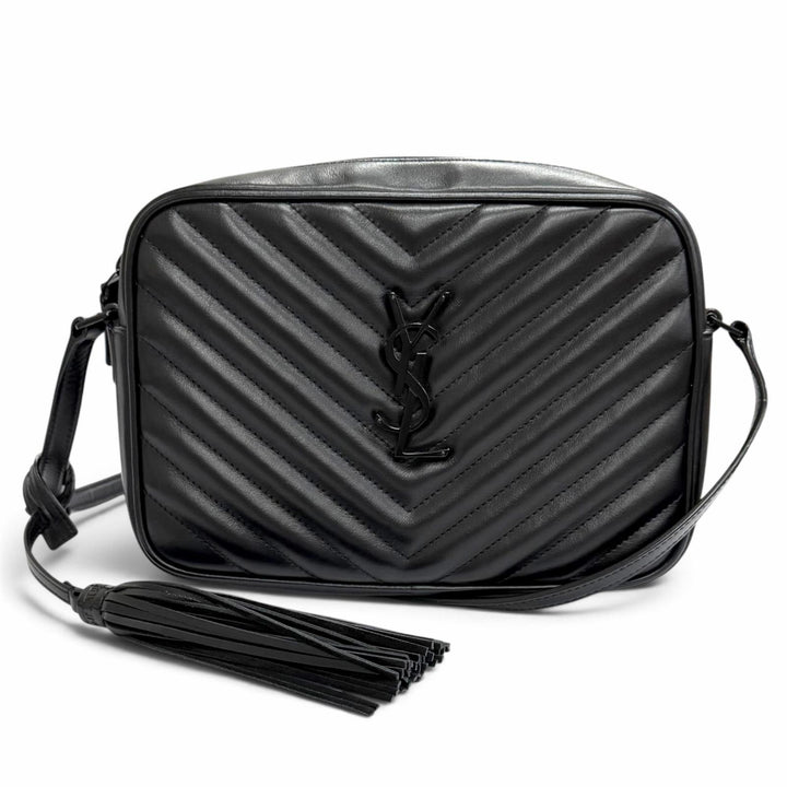 極美品△SAINT LAURENT PARIS サンローランパリ 612544 ルー カメラバッグ ロゴ タッセルチャーム キルティング レザー ショルダーバッグ