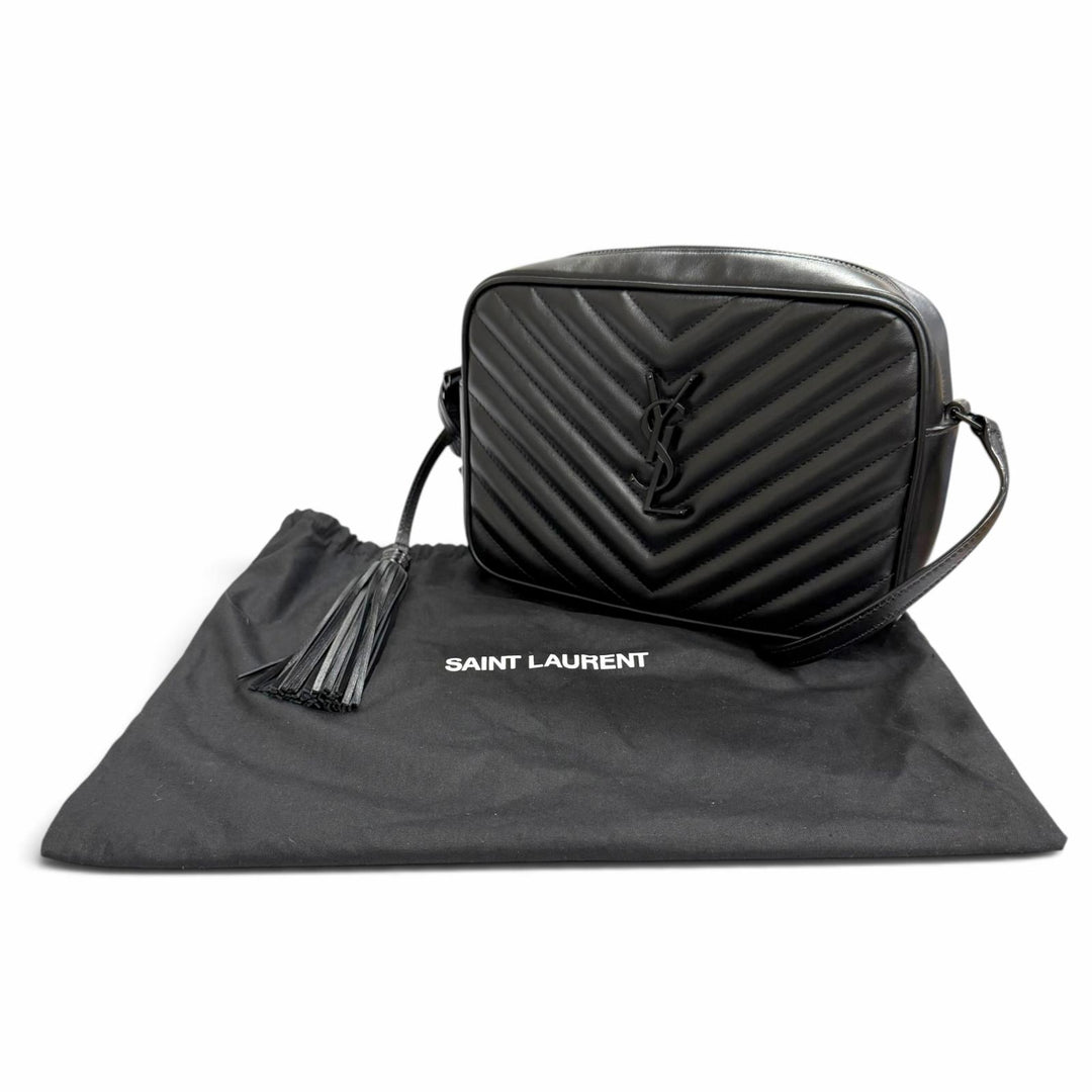 極美品△SAINT LAURENT PARIS サンローランパリ 612544 ルー カメラバッグ ロゴ タッセルチャーム キルティング レザー ショルダーバッグ