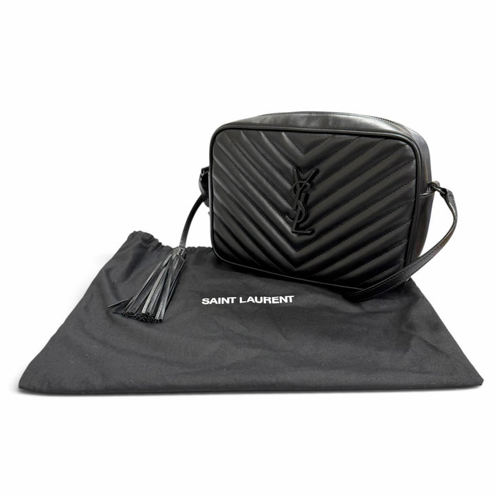 極美品△SAINT LAURENT PARIS サンローランパリ 612544 ルー カメラバッグ ロゴ タッセルチャーム キルティング レザー ショルダーバッグ