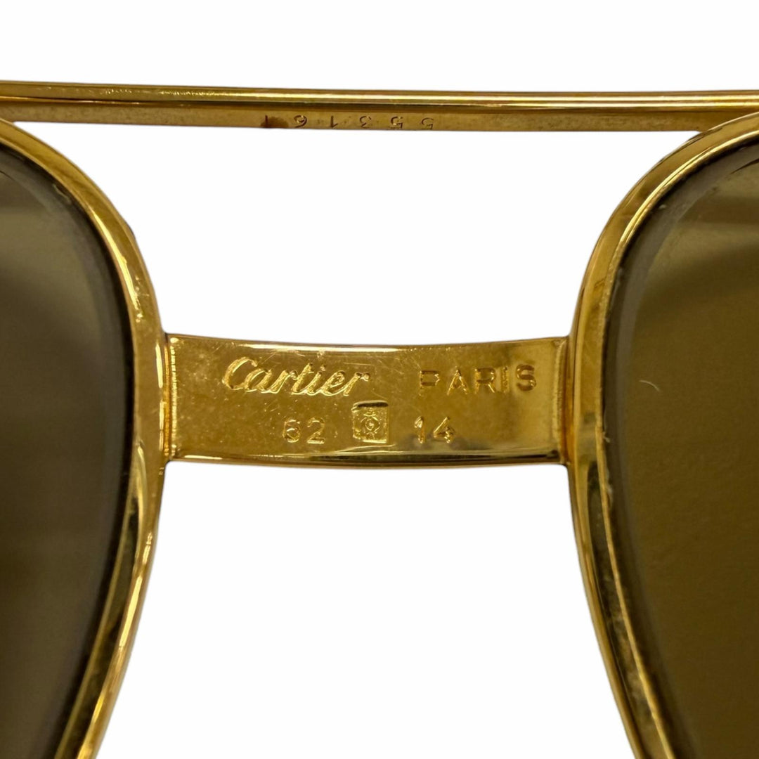 美品□Cartier カルティエ ヴィンテージ トリニティ ツーブリッジ ティアドロップ サングラス ゴールド ボルドー 62□14-140 フランス製