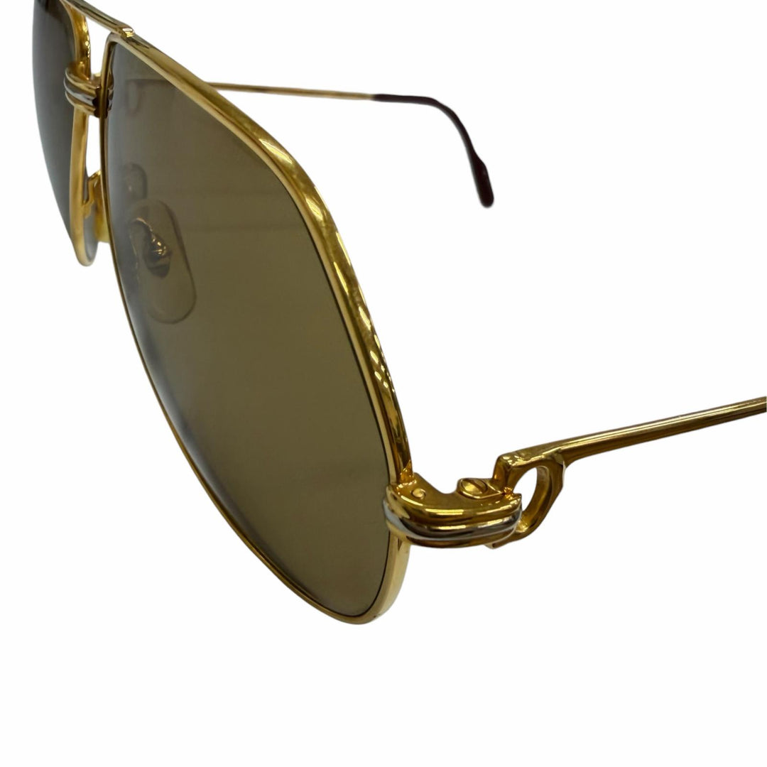 美品□Cartier カルティエ ヴィンテージ トリニティ ツーブリッジ ティアドロップ サングラス ゴールド ボルドー 62□14-140 フランス製
