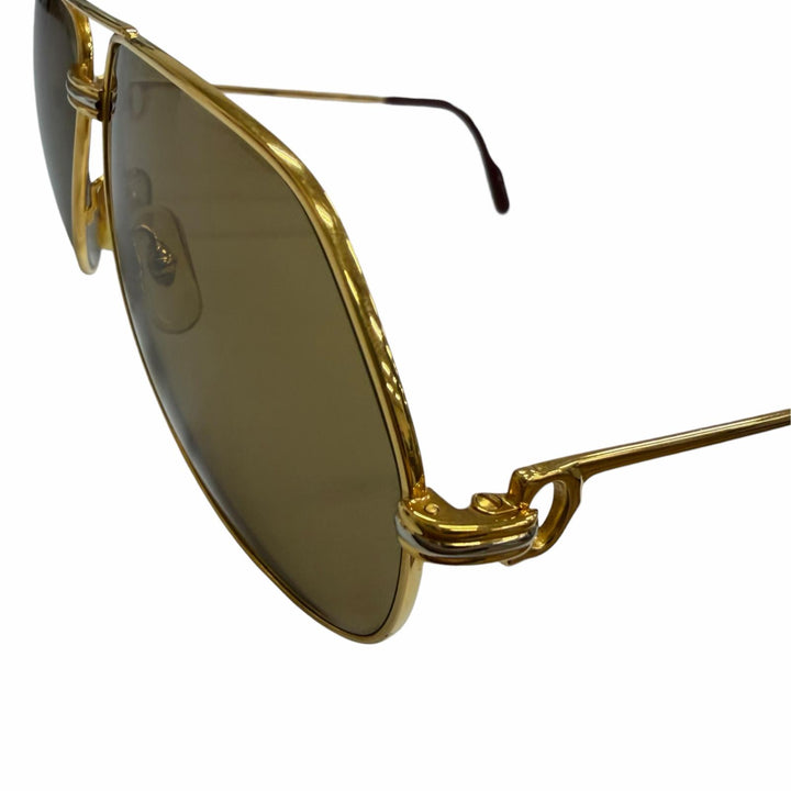 美品□Cartier カルティエ ヴィンテージ トリニティ ツーブリッジ ティアドロップ サングラス ゴールド ボルドー 62□14-140 フランス製
