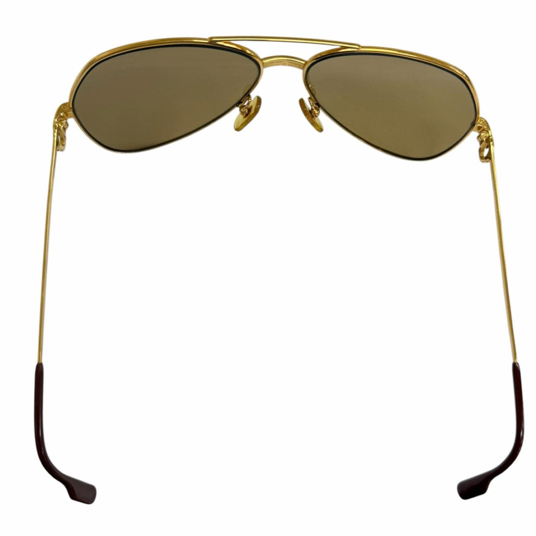 美品□Cartier カルティエ ヴィンテージ トリニティ ツーブリッジ ティアドロップ サングラス ゴールド ボルドー 62□14-140 フランス製