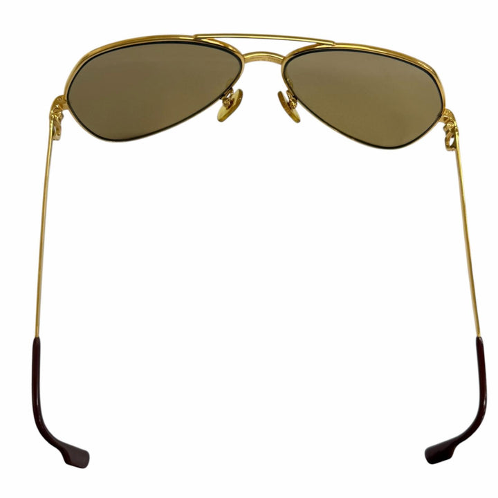 美品□Cartier カルティエ ヴィンテージ トリニティ ツーブリッジ ティアドロップ サングラス ゴールド ボルドー 62□14-140 フランス製