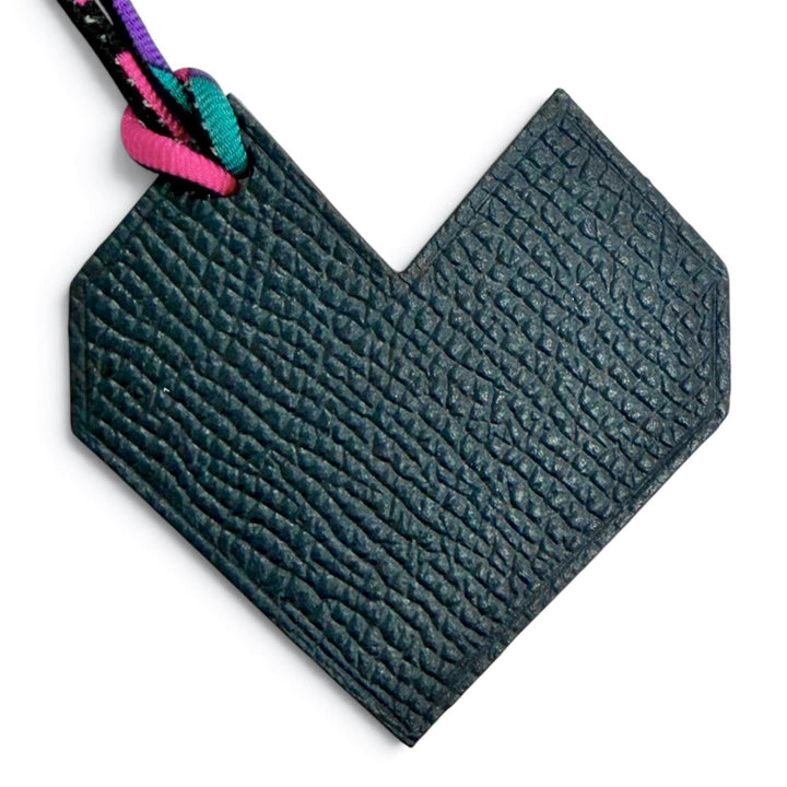 極美品△HERMES エルメス プティアッシュ ハート チャーム レザー バッグチャーム ネイビー レッド フランス製 レディース オススメ◎