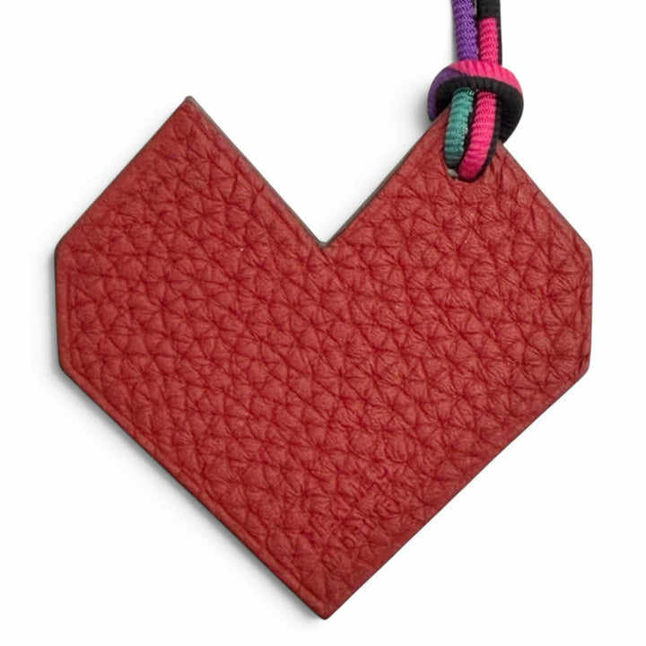 極美品△HERMES エルメス プティアッシュ ハート チャーム レザー バッグチャーム ネイビー レッド フランス製 レディース オススメ◎