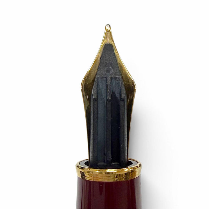 美品▼MONTBLANC モンブラン ヴィンテージ マイスターシュテュック クラシック ペン先14K Fニブ 万年筆 ボルドー ゴールド 西ドイツ製