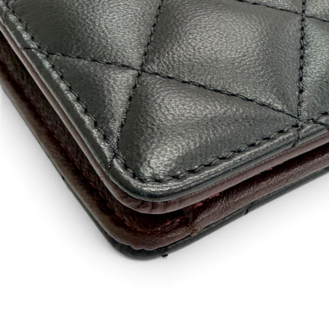 美品△CHANEL シャネル A31509 ラムスキン ココマーク マトラッセ タイムレスクラシック ロング フラップ ウォレット 長財布 ブラック