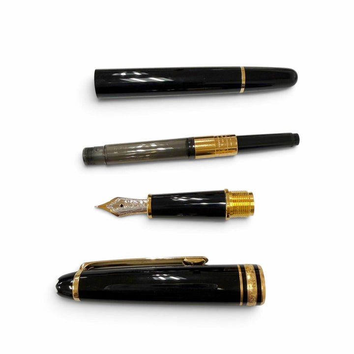 極美品▼MONTBLANC モンブラン マイスターシュテュック クラシック Pix ペン先14K EFニブ ホワイトスター 万年筆 ブラック ゴールド