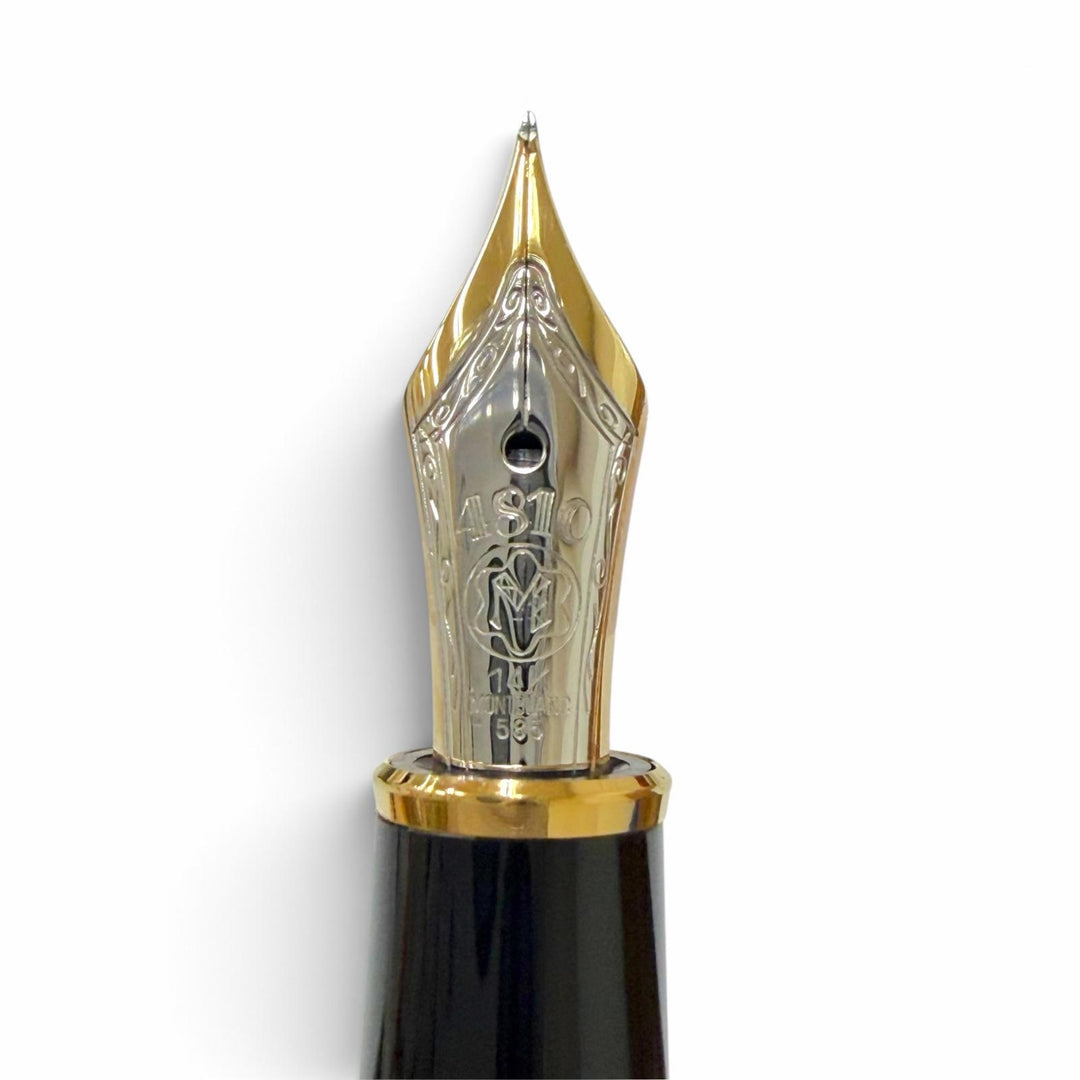 極美品▼MONTBLANC モンブラン マイスターシュテュック クラシック Pix ペン先14K EFニブ ホワイトスター 万年筆 ブラック ゴールド