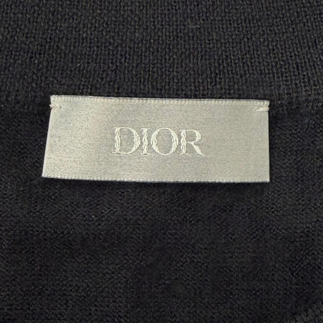 美品▼DIOR ディオール オム 513M648A0000 カシミヤ100% CDロゴ刺繍 クルーネック ニットセーター ブラック XL イタリア製 正規品 メンズ