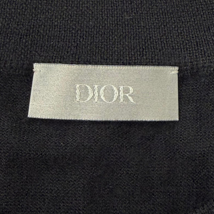 美品▼DIOR ディオール オム 513M648A0000 カシミヤ100% CDロゴ刺繍 クルーネック ニットセーター ブラック XL イタリア製 正規品 メンズ