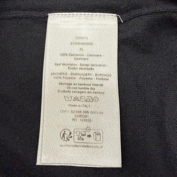 美品▼DIOR ディオール オム 513M648A0000 カシミヤ100% CDロゴ刺繍 クルーネック ニットセーター ブラック XL イタリア製 正規品 メンズ