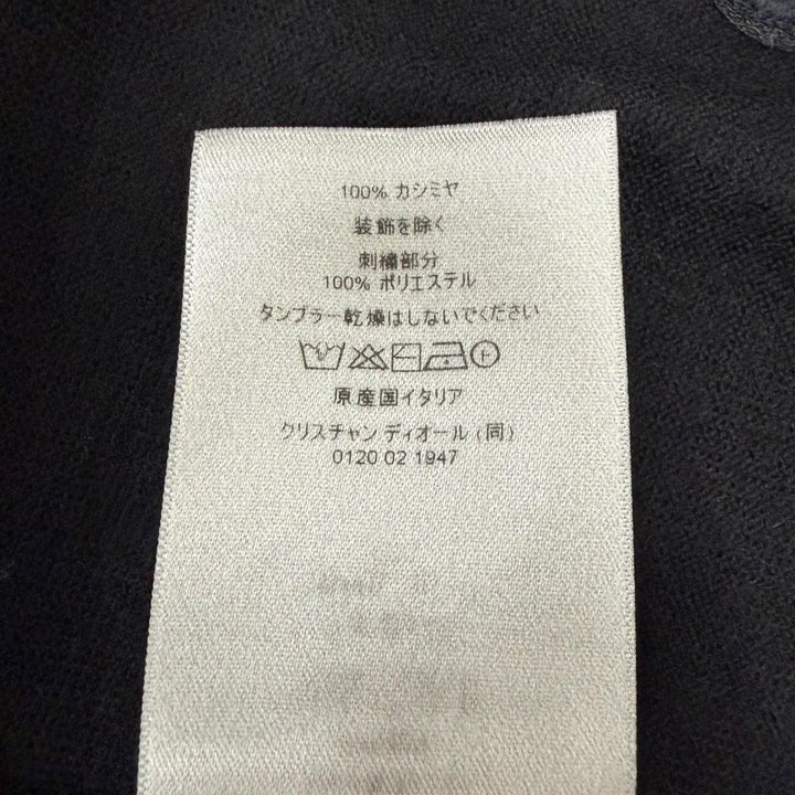 美品▼DIOR ディオール オム 513M648A0000 カシミヤ100% CDロゴ刺繍 クルーネック ニットセーター ブラック XL イタリア製 正規品 メンズ