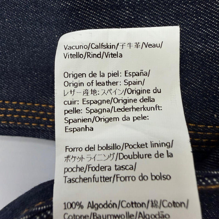極美品☆LOEWE ロエベ S359Y11X68 FISHERMAN TURN-UP JEANS アナグラムレザーパッチ デニムパンツ インディゴ 34 伊製 正規品 レディース