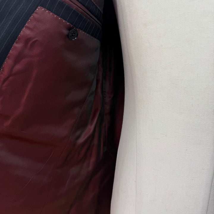 極美品▼BURBERRY BLACK LABEL バーバリーブラックレーベル ウール100% ストライプ柄 3ピース スーツ ブラック L 日本製 正規品 メンズ