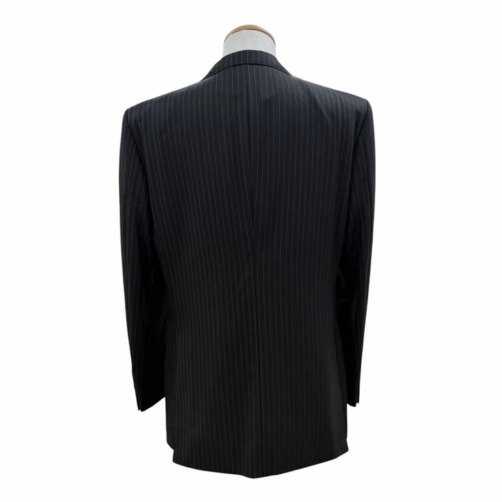 極美品▼BURBERRY BLACK LABEL バーバリーブラックレーベル ウール100% ストライプ柄 3ピース スーツ ブラック L 日本製 正規品 メンズ