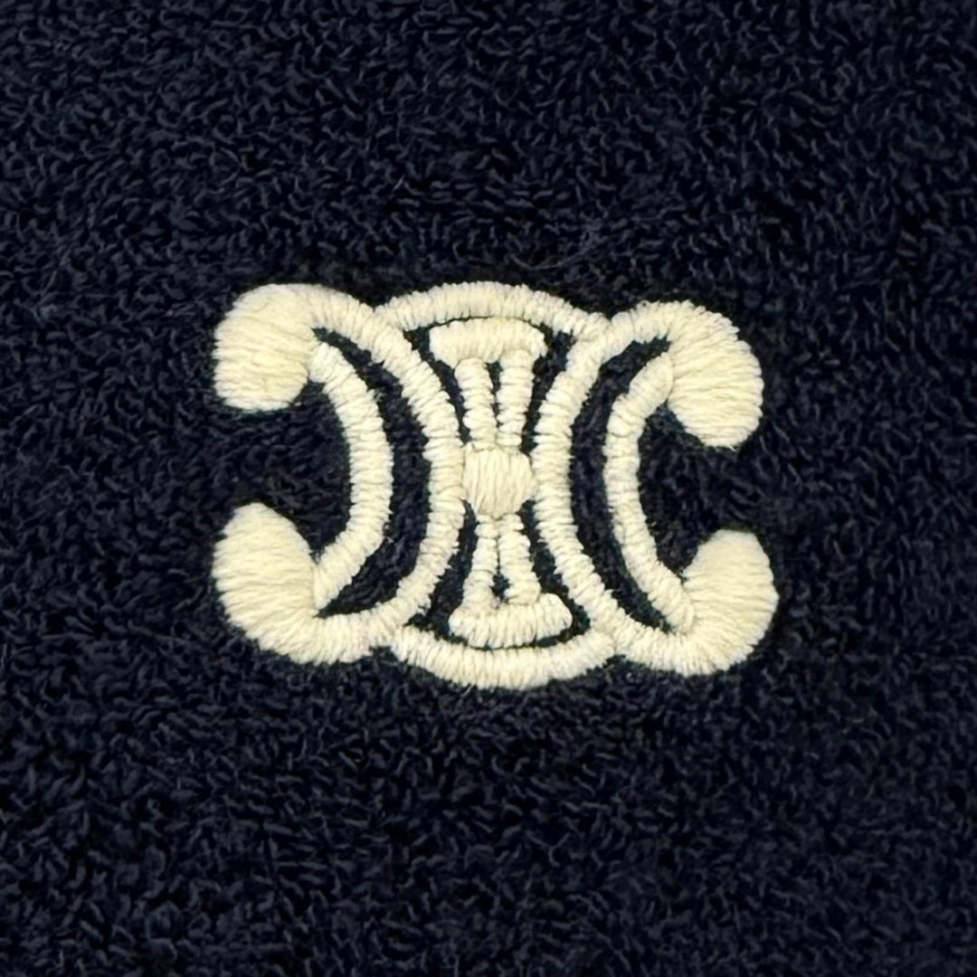 極美品★CELINE セリーヌ 25AW RR0E50A80 トリオンフ刺繍 半袖 ミニポロドレス ワンピース ネイビー XS イタリア製 正規品 レディース
