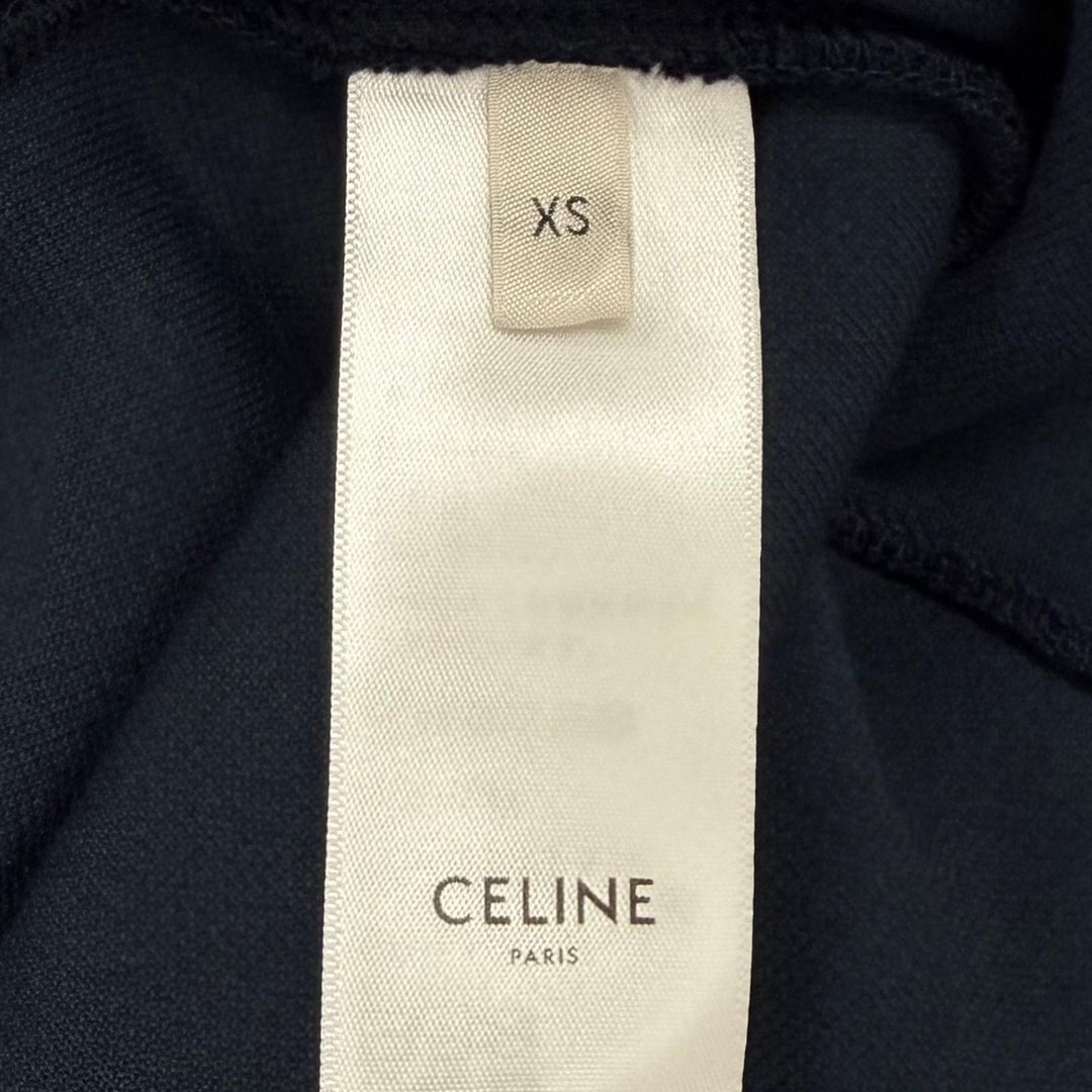 極美品★CELINE セリーヌ 25AW RR0E50A80 トリオンフ刺繍 半袖 ミニポロドレス ワンピース ネイビー XS イタリア製 正規品 レディース