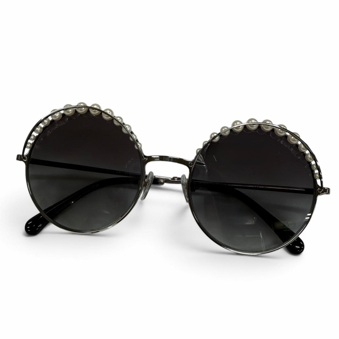 極美品☆CHANEL シャネル 4234-H ココマーク エコパール付 サングラス ガンメタリック ブラック 53□20 140 デモレンズ 箱・保存袋付