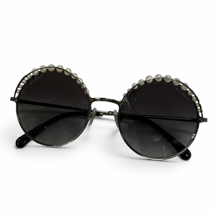 極美品☆CHANEL シャネル 4234-H ココマーク エコパール付 サングラス ガンメタリック ブラック 53□20 140 デモレンズ 箱・保存袋付