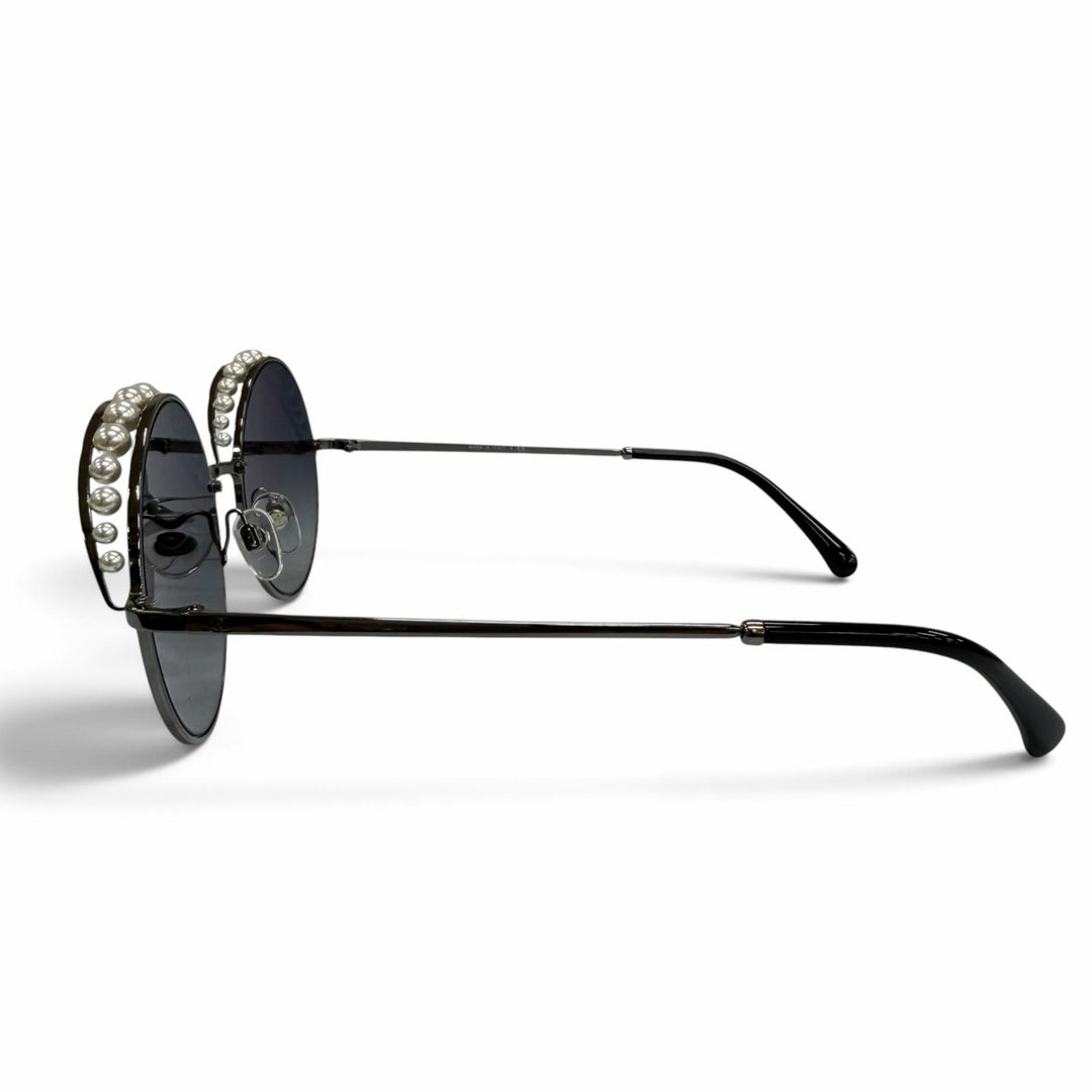 極美品☆CHANEL シャネル 4234-H ココマーク エコパール付 サングラス ガンメタリック ブラック 53□20 140 デモレンズ 箱・保存袋付