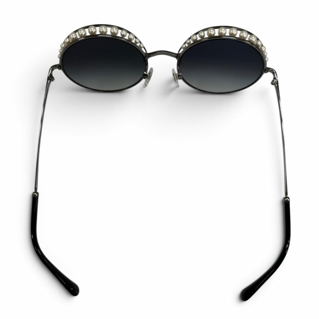 極美品☆CHANEL シャネル 4234-H ココマーク エコパール付 サングラス ガンメタリック ブラック 53□20 140 デモレンズ 箱・保存袋付
