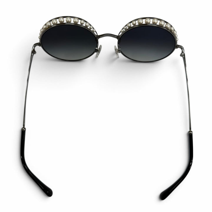 極美品☆CHANEL シャネル 4234-H ココマーク エコパール付 サングラス ガンメタリック ブラック 53□20 140 デモレンズ 箱・保存袋付