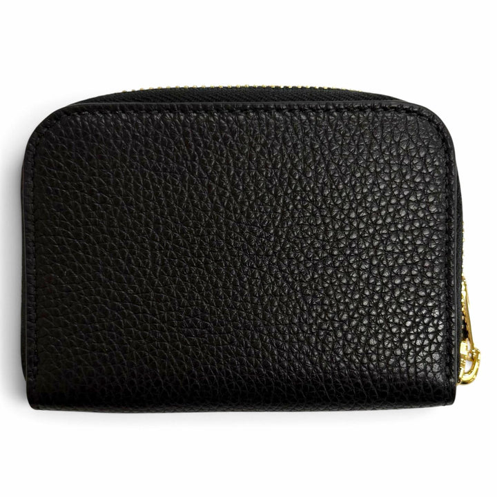 未使用△FERRAGAMO フェラガモ 220406 ガンチーニ ラウンドファスナー レザー コインケース コンパクトウォレット 小銭入 ブラック 箱付
