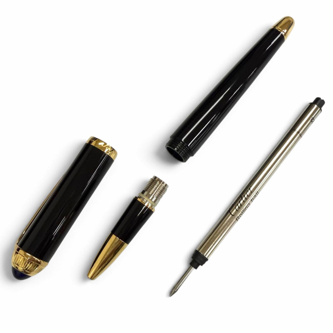 極美品□Cartier カルティエ ロードスタードゥカルティエ ローラーボール ボールペン ブラック ゴールド フランス製 メンズ 筆記確認済み