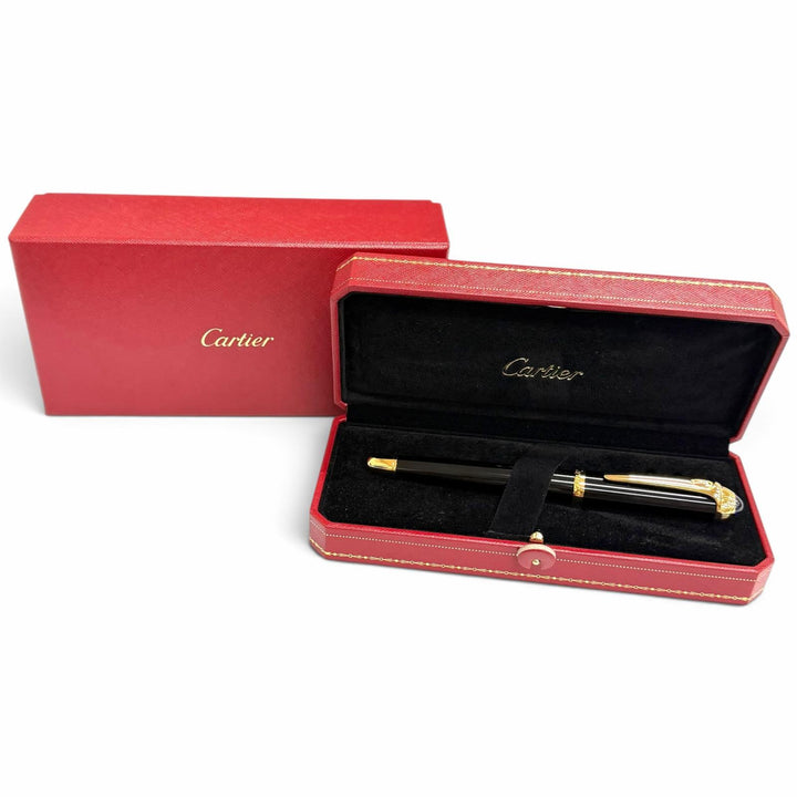 極美品□Cartier カルティエ ロードスタードゥカルティエ ローラーボール ボールペン ブラック ゴールド フランス製 メンズ 筆記確認済み
