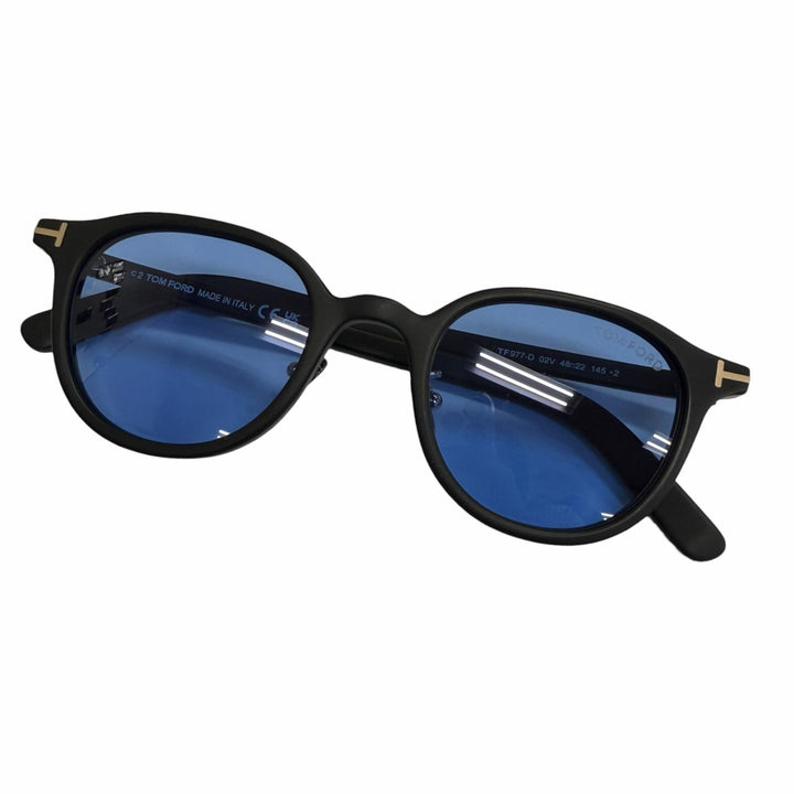 未使用品□TOM FORD トムフォード TF977-D 日本企画限定モデル サングラス マットブラック ブルーレンズ 48□22-145 度なし イタリア製