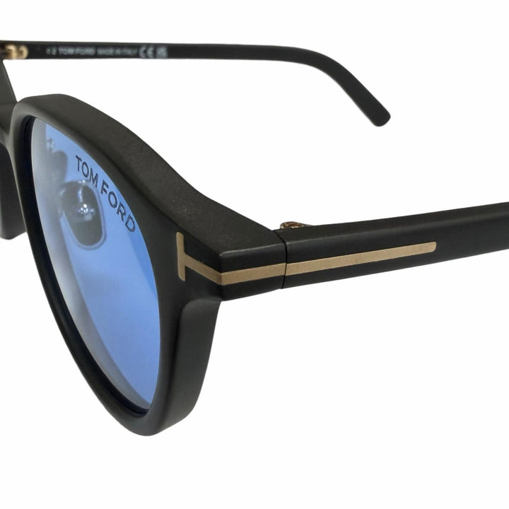 未使用品□TOM FORD トムフォード TF977-D 日本企画限定モデル サングラス マットブラック ブルーレンズ 48□22-145 度なし イタリア製