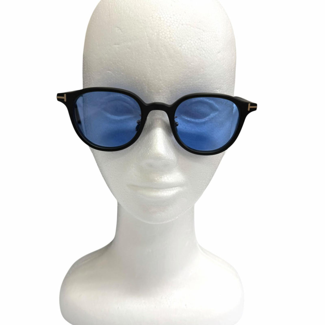 未使用品□TOM FORD トムフォード TF977-D 日本企画限定モデル サングラス マットブラック ブルーレンズ 48□22-145 度なし イタリア製