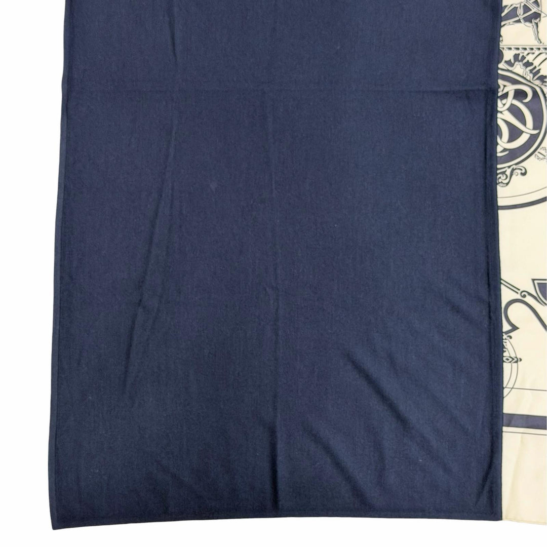 未使用△HERMES エルメス H394829T カレH ハイブリッド 90 エクスリブリス シルク エクリュ/マリン/マリン 現行品 スカーフ 定価223300円