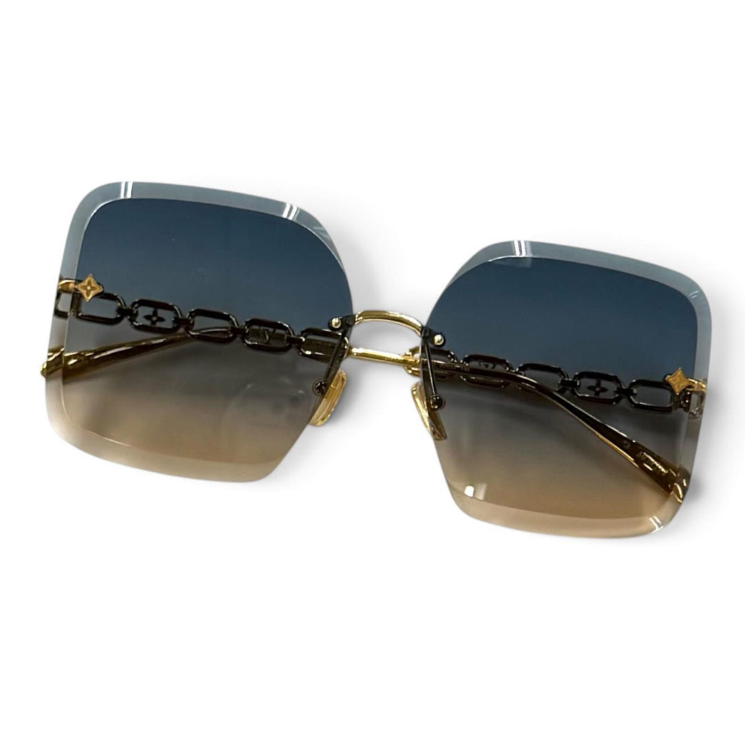 美品★LOUIS VUITTON ルイヴィトン Z1860U サングラス・LV ジュエル スクエア ゴールド 62□14 140 イタリア製 定価112200円