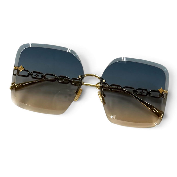 美品★LOUIS VUITTON ルイヴィトン Z1860U サングラス・LV ジュエル スクエア ゴールド 62□14 140 イタリア製 定価112200円