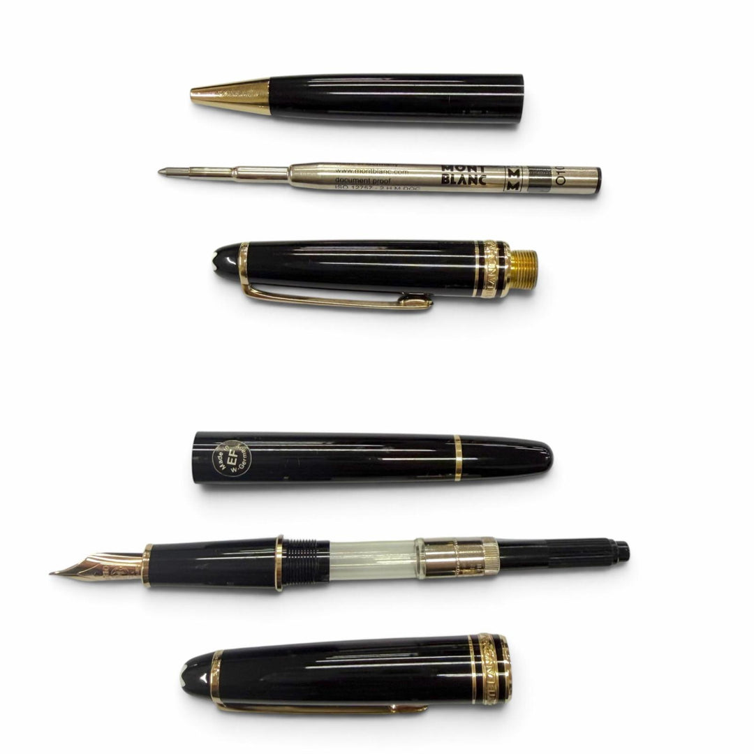 美品▼MONTBLANC モンブラン マイスターシュテュック クラシック ペン先14K EFニブ ホワイトスター 万年筆 ボールペン 2本セット 筆記◎