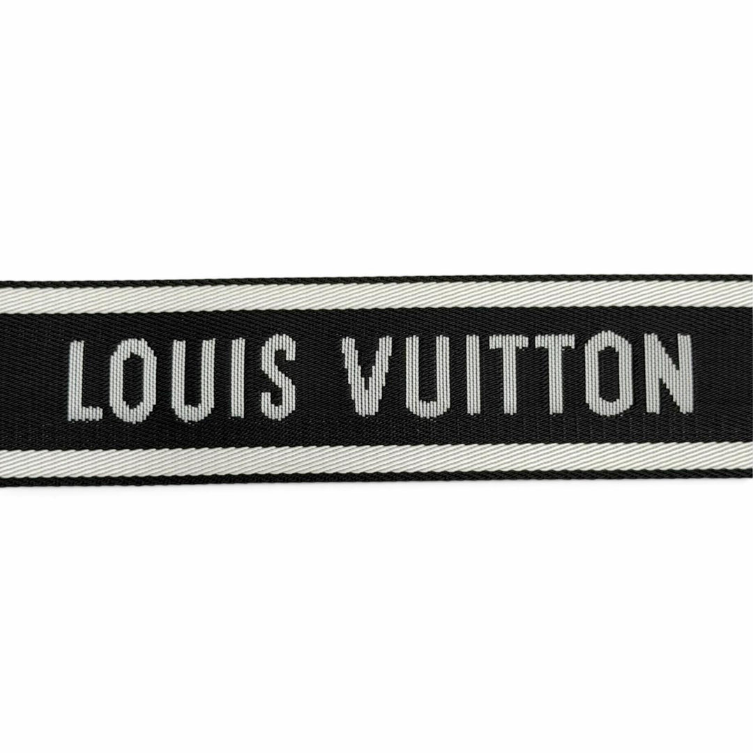 美品△LOUIS VUITTON ルイヴィトン 2024年製 JO2496 ロゴジャガード レザー ショルダーストラップ ブラック ホワイト ガンメタリック金具