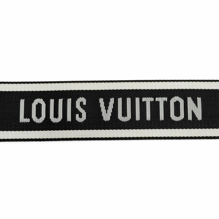 美品△LOUIS VUITTON ルイヴィトン 2024年製 JO2496 ロゴジャガード レザー ショルダーストラップ ブラック ホワイト ガンメタリック金具