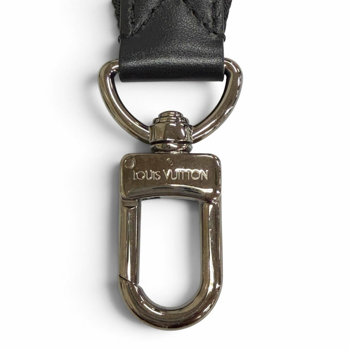 美品△LOUIS VUITTON ルイヴィトン 2024年製 JO2496 ロゴジャガード レザー ショルダーストラップ ブラック ホワイト ガンメタリック金具