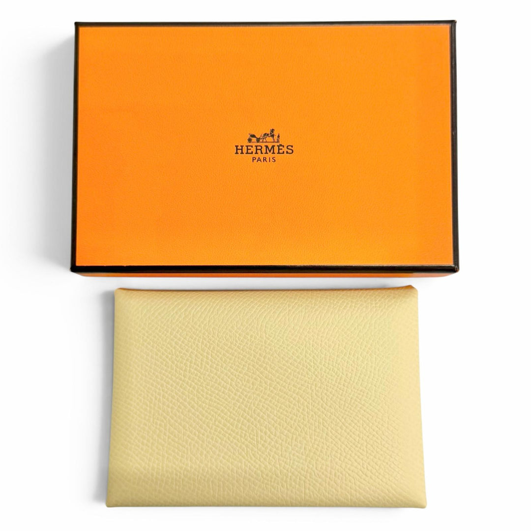 未使用品△HERMES エルメス カルヴィ デュオ ヴォーエプソン ヴァニーユ カードケース コンパクトウォレット コインケース G刻印 仏製